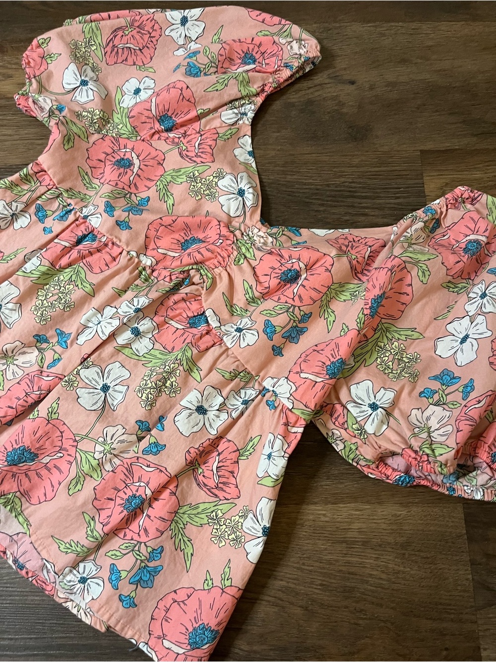 Versona Coral Floral Puff-Sleeve Babydoll Blouse Y2K Inspired - Picture 2 of 8